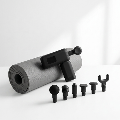 Pulse Pro massage gun packshot with grey yoga mat