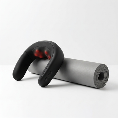 ThermaCloud neck massager packshot with grey yoga mat