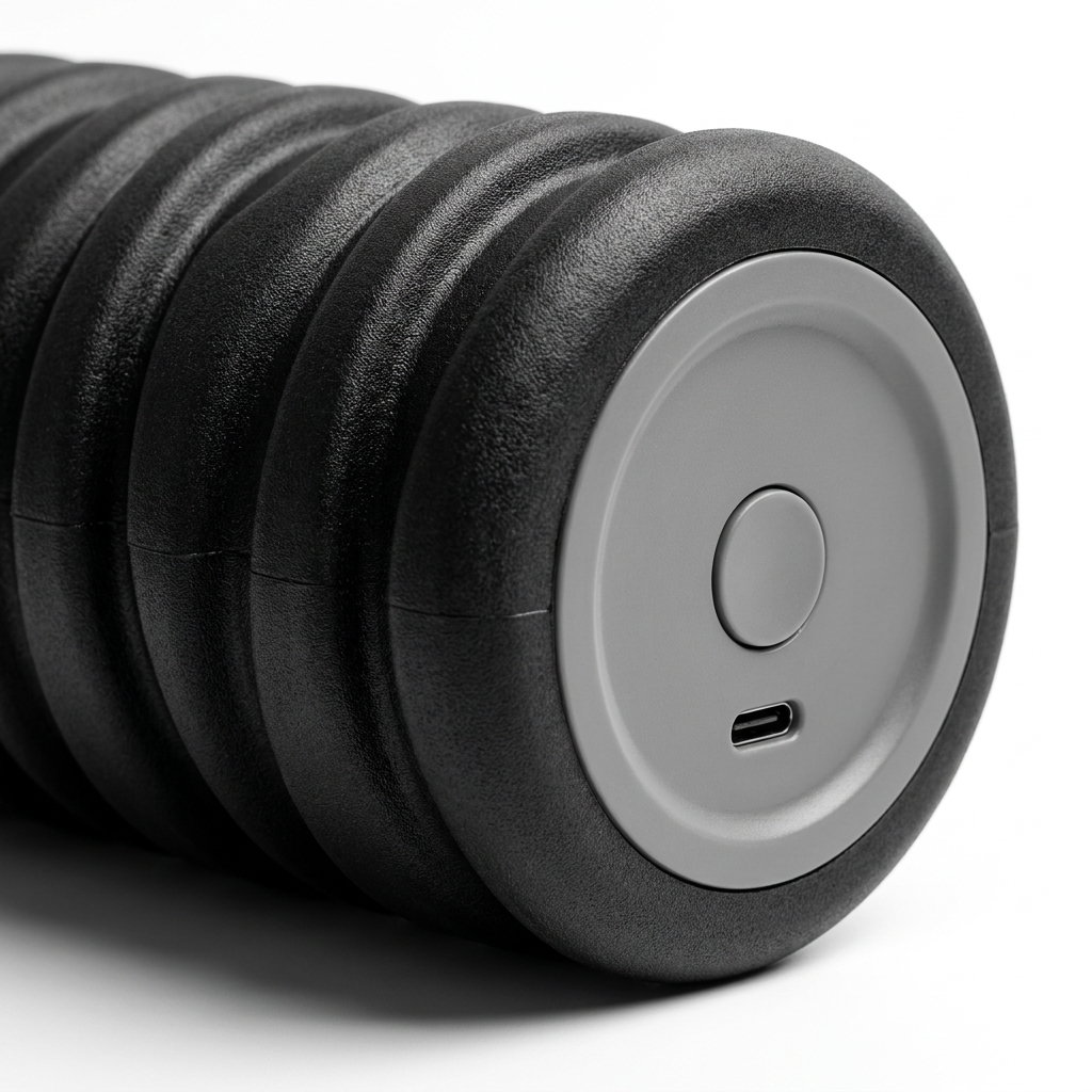 RollWave vibrating foam roller — close-up textured foam