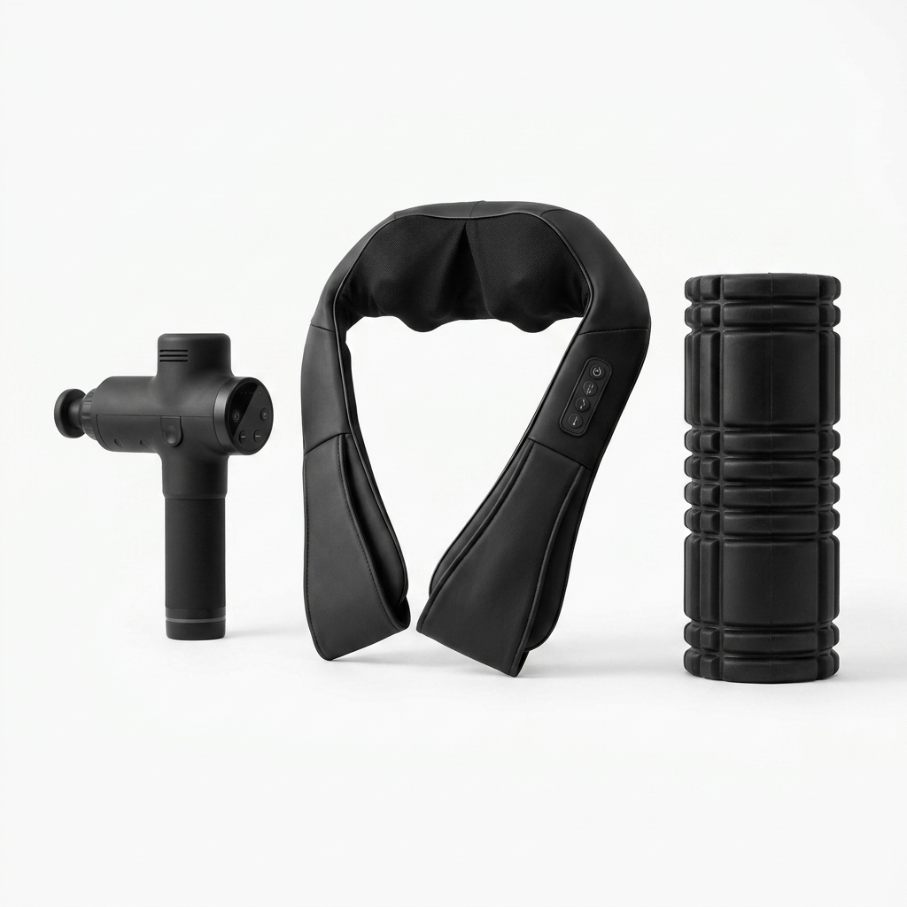 Total Recovery System — close-up of the three matte black devices