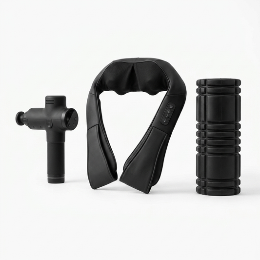 Total Recovery System — close-up of the three matte black devices
