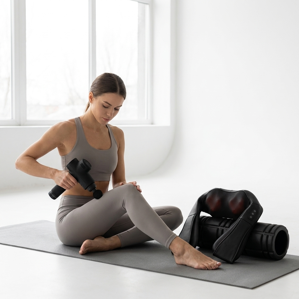 Complete Lab in use — full recovery ritual in a bright studio