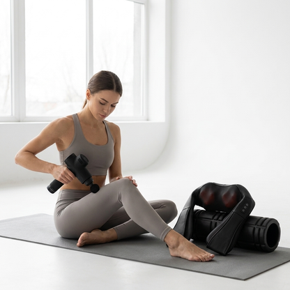Complete Lab in use — full recovery ritual in a bright studio