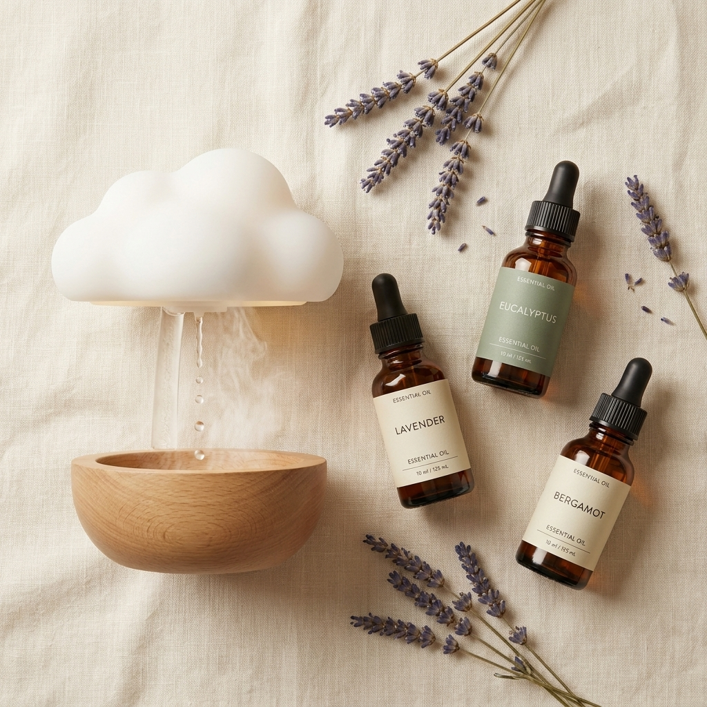 Kinestra Sleep Ritual Bundle — rain cloud diffuser with essential oil trio